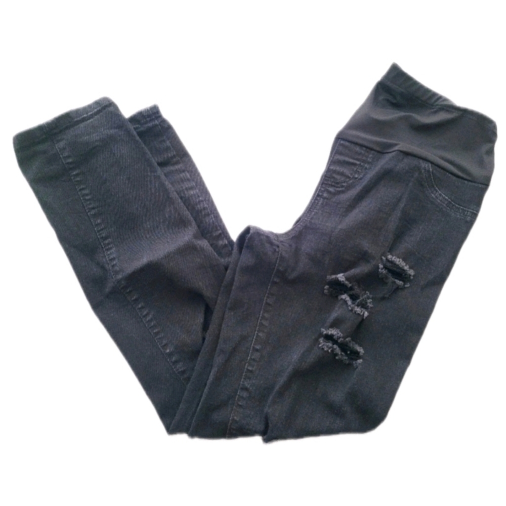Black Size Medium Black Distressed Pregnancy Maternity Jeans Pants